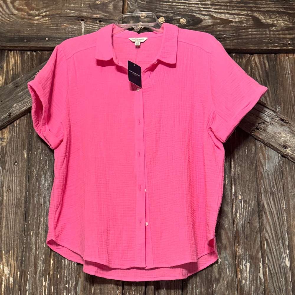 Lucky Brand Bright Pink Button Down Shirt
